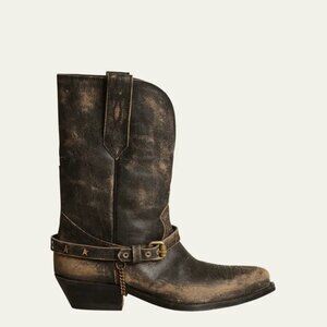 Golden Goose Wish Star Belt Chain Western Boots